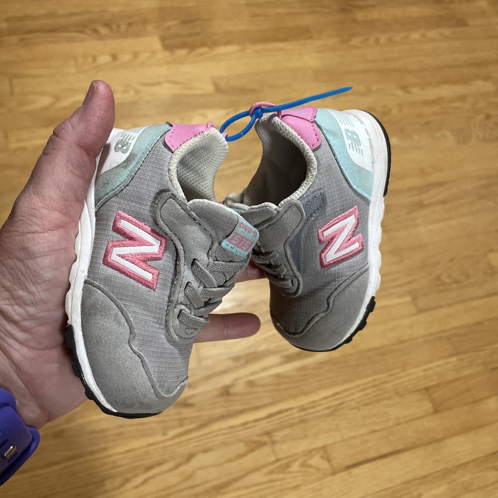 New Balances 515 No Tie Pink And Gray Suede Toddler Size 3 Sneakers